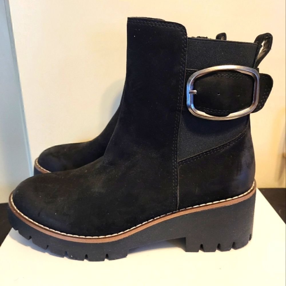 NEW Blondo "Dahlia" Black Suede/Nubuck Waterproof Moto Ankle Boots sz.7 Ret $160